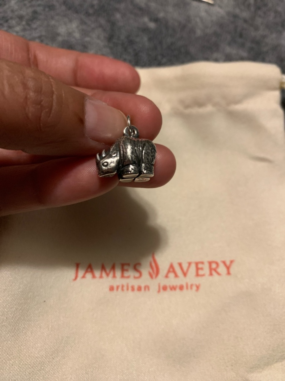 James Avery Sterling Silver 3D Rhino Charm - Silver Tone